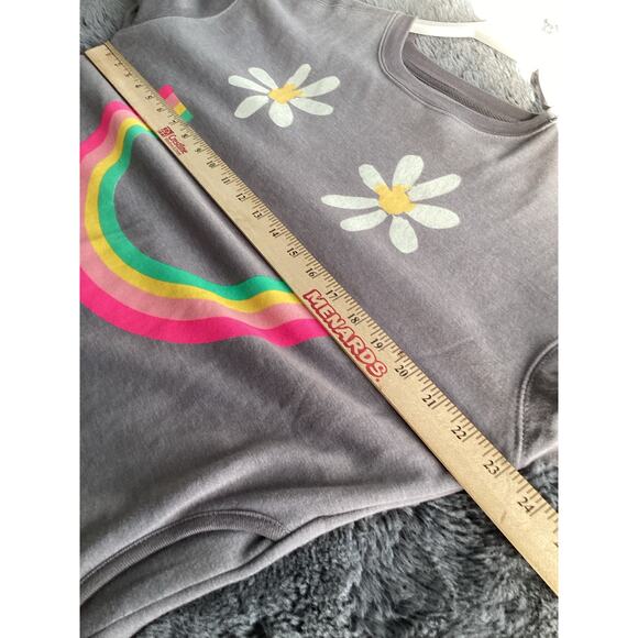 Natural life boho comfy retro casual smiley face sweatshirt with pockets small - Picture 7 of 9